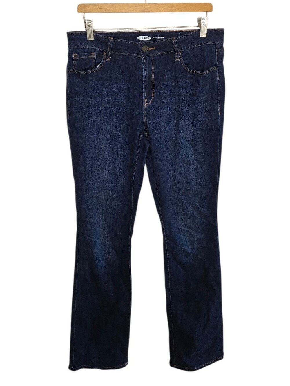 Old Navy Dark Wash Mid Rise Kicker Boot Cut Jeans Size 10 Long